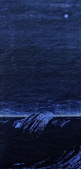 Wave with Moon, woodcut