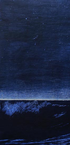 Wave with Orion, woodcut