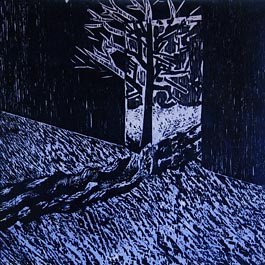 Blue Tree, woodcut